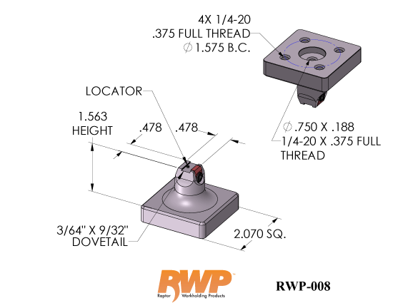 Key Dimensions for RWP 008