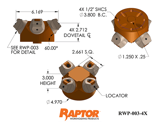 Raptor RWP-003-4X Raptor Nest 4 RWP-003 Dovetail Fixtures 3.8