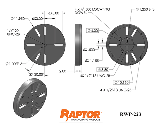 Raptor RWP-223 Aluminum Universal Adapter 11.950