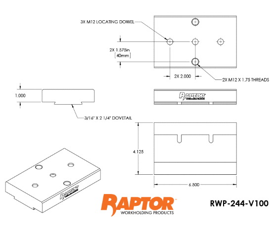 RWP-244-V100 Key Dimensions